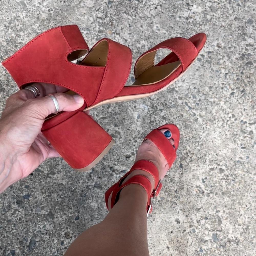 Rust Red Suede Sandals